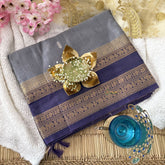 Vriksham Elegance Gray Chinnalampattu Saree Elephant Copper Work Border-VS4709